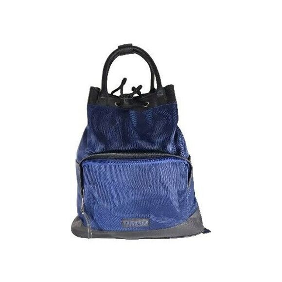VERSACE Parfums Blue Black Drawstring Luxury Duffle Overnight Carry-On Backpack - Picture 1 of 16